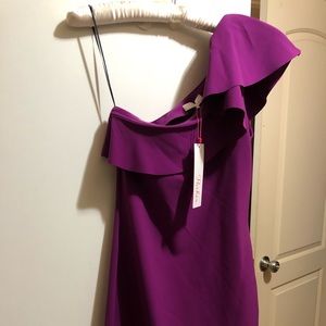 Parker one shoulder mini dress purple
